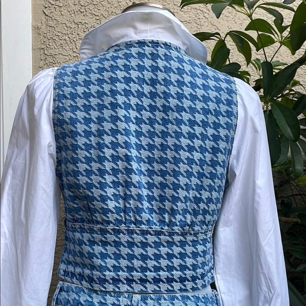 NewBlue Houndstooth Urban Revivo Cotton Skirt Set with Bow Detail - Picture 9 of 15